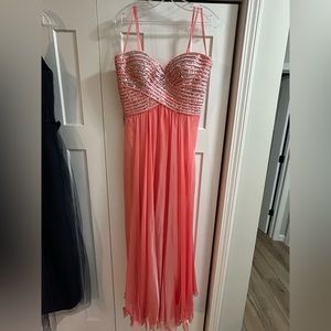 Formal Prom Strapless Sequin Top Dress